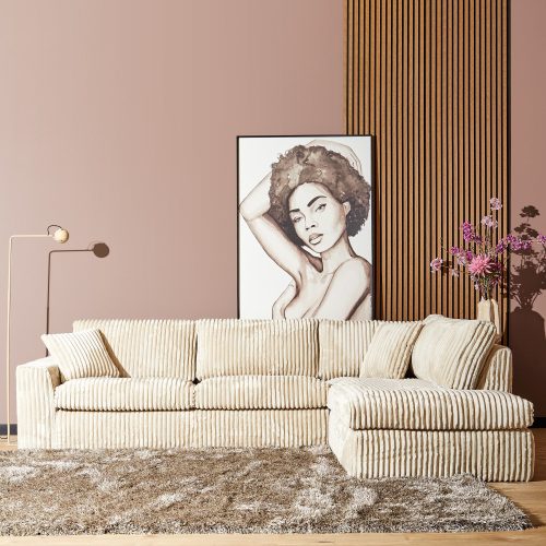 Beige Teddy Hoekbank met Divan Rechts | MySofa 2,5-zits